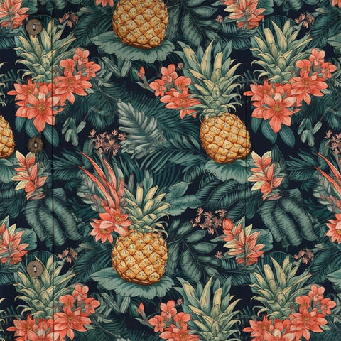 Hibiscus Pineapple Seamless Patterns Hawaiian Shirt For Men, Aloha Floral Pattern - The Palmix