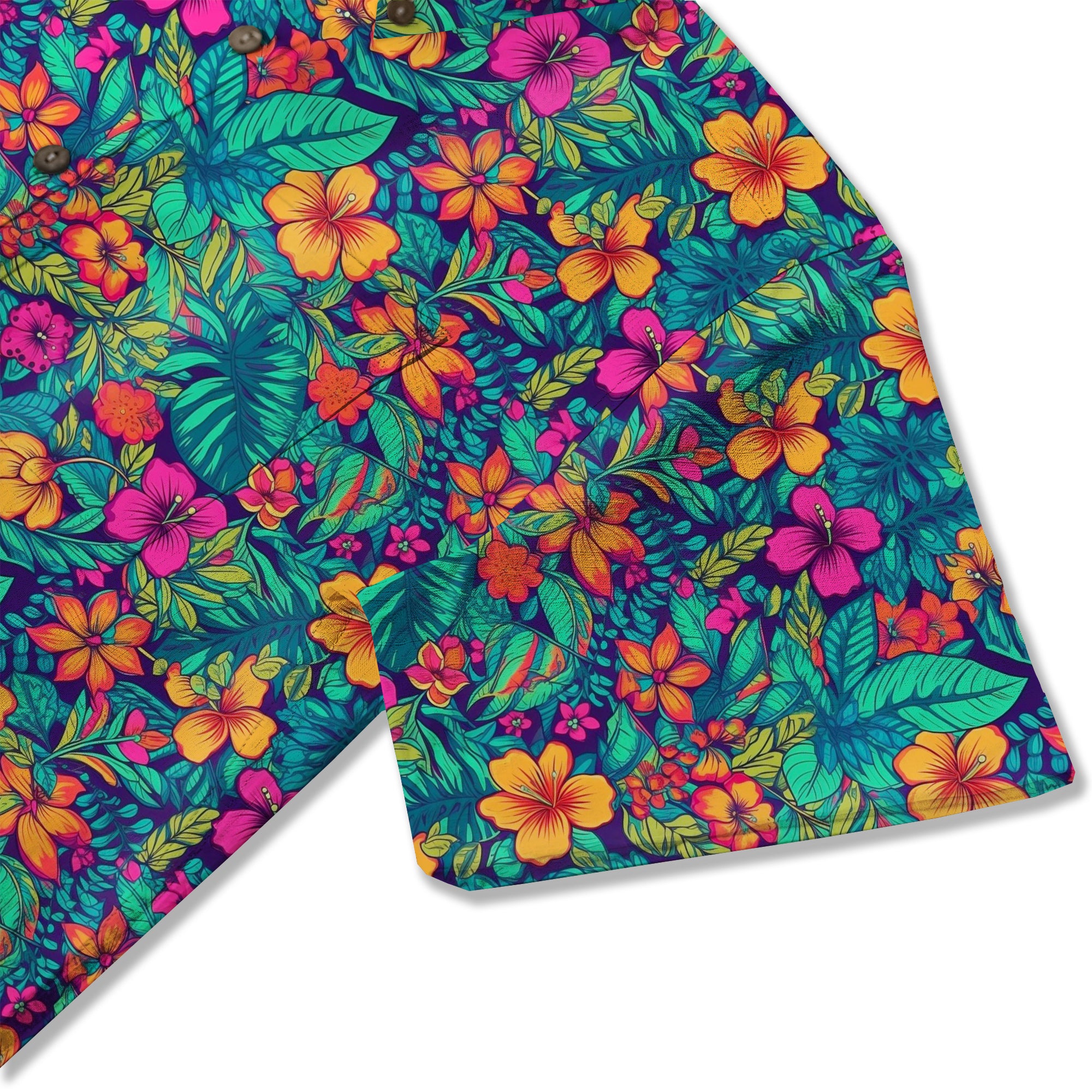 Electric Vibrant Tropical Beach Pattern Hawaiin Button Down Shirt - The Palmix
