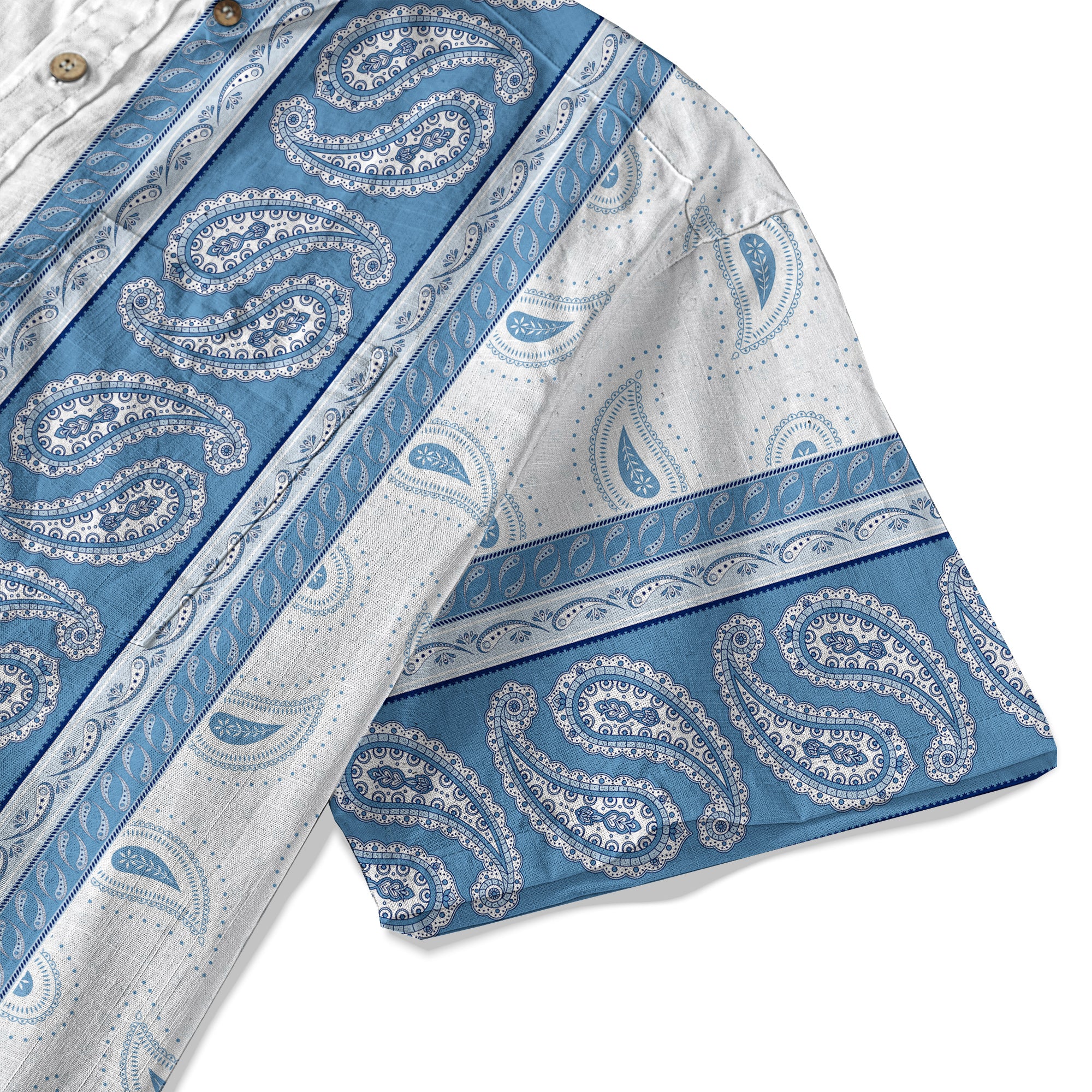 Vintage Striped Floral Short Sleeve Hawaii Shirt, Paisley Pattern Hawaii Shirt