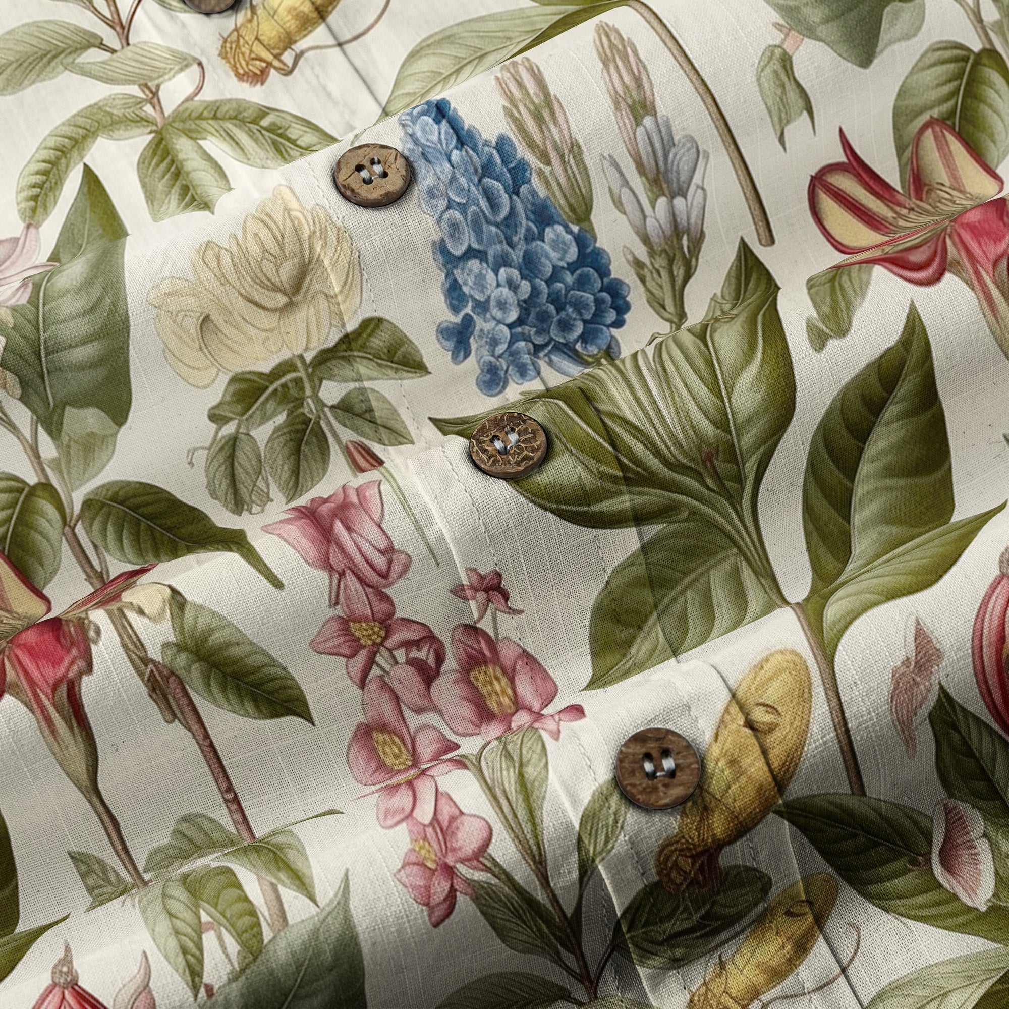 Vintage Botanicals Seamless Patterns Aloha Hawaii Shirt, Botanicals Hawaiian Button Down Shirt - The Palmix