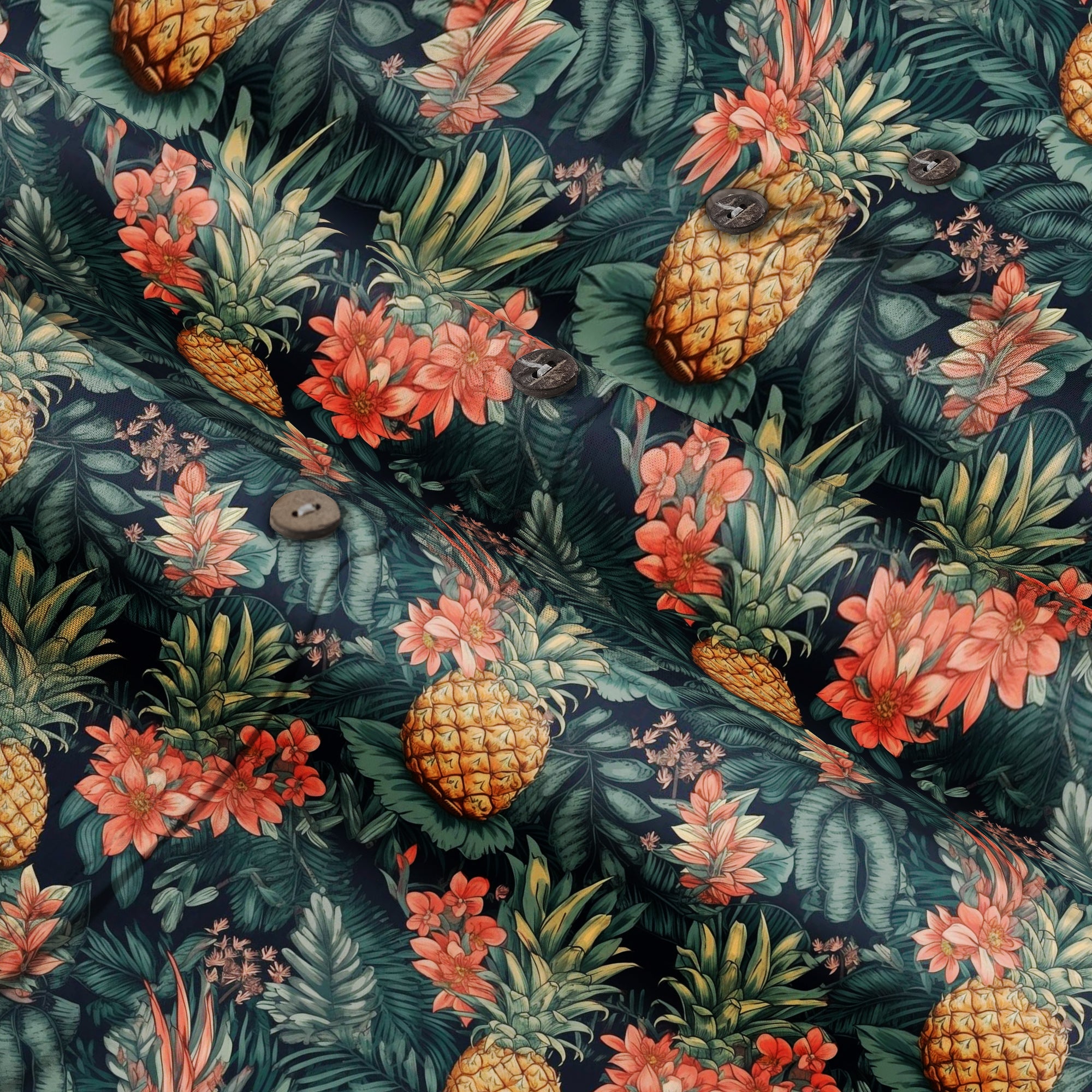 Hibiscus Pineapple Seamless Patterns Hawaiian Shirt For Men, Aloha Floral Pattern - The Palmix
