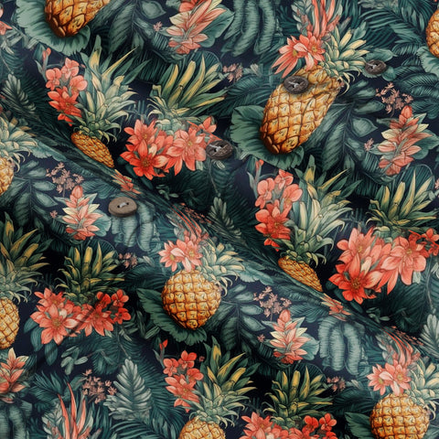 Hibiscus Pineapple Seamless Patterns Hawaiian Shirt For Men, Aloha Floral Pattern - The Palmix