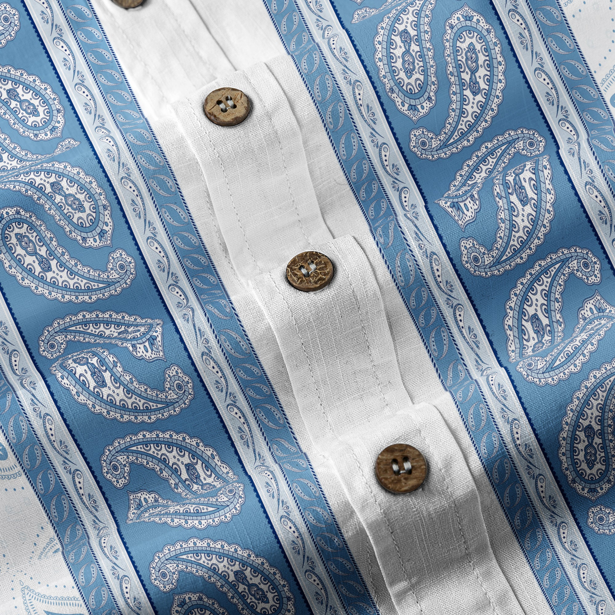 Vintage Striped Floral Short Sleeve Hawaii Shirt, Paisley Pattern Hawaii Shirt