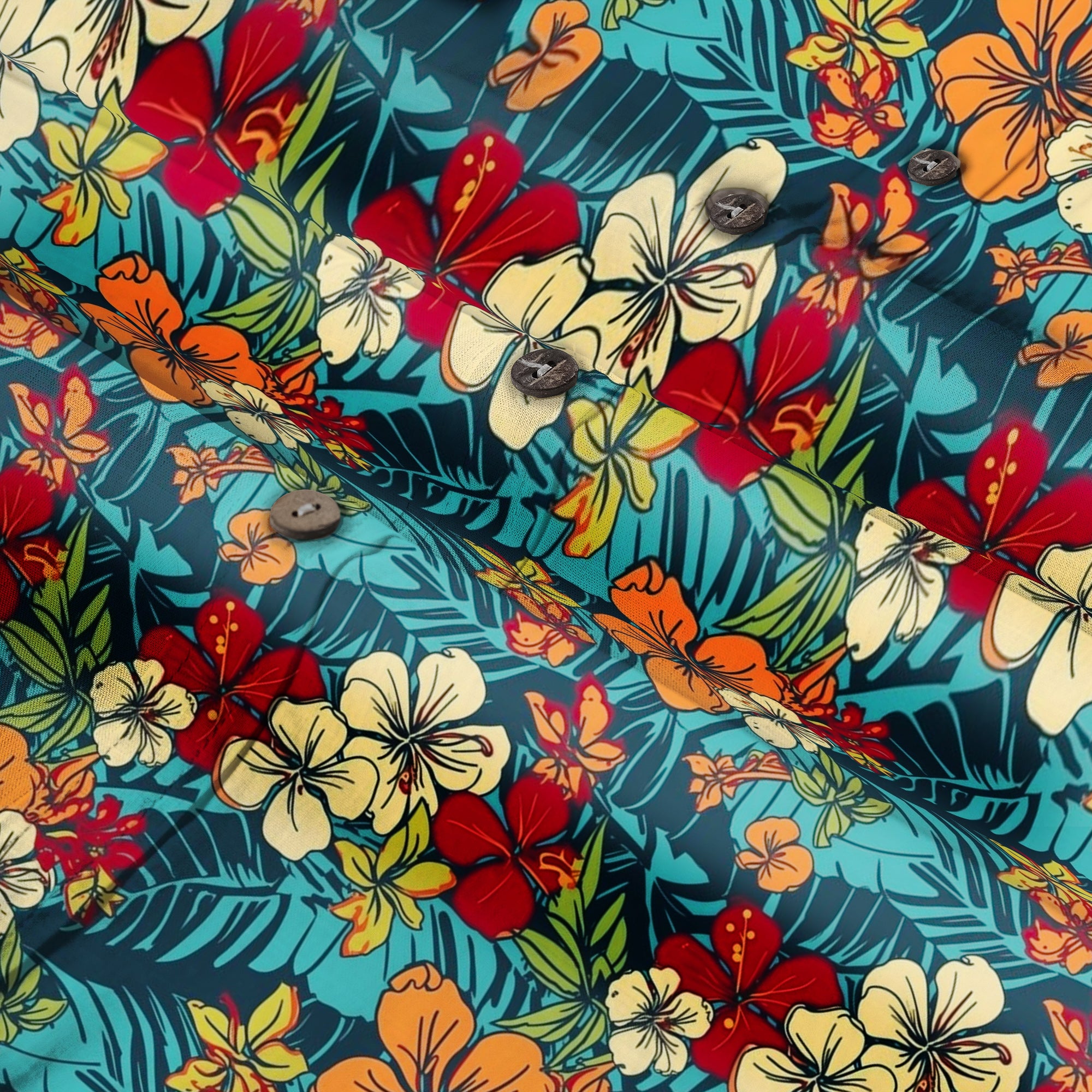 Tropical Flowers Seamless Patterns Hawaii Shirt, Aloha Floral Hawaiian Button Down Shirt - The Palmix