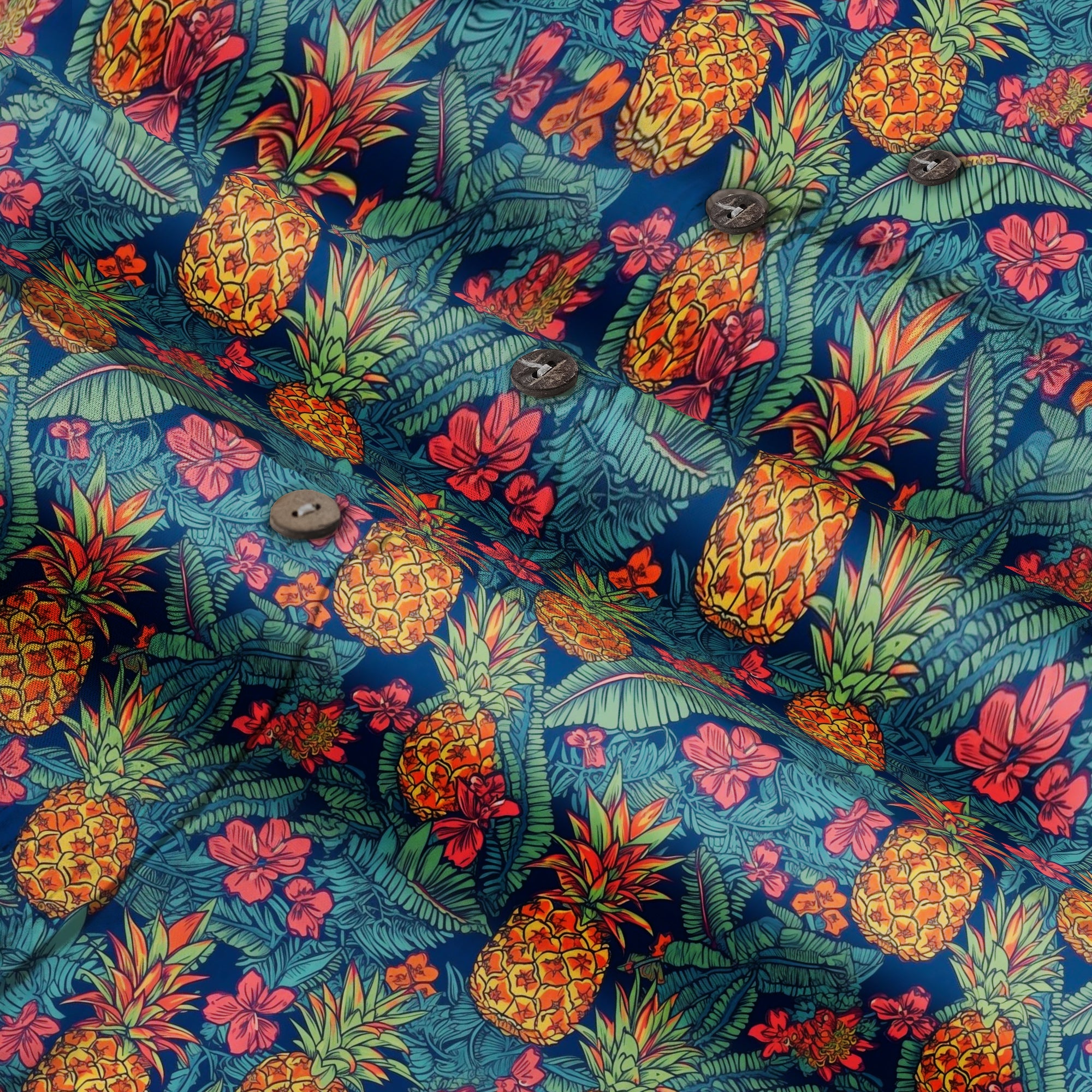 Vibrant Tropical Jungle Seamless Patterns Hawaii Shirt, Aloha Floral Hawaiian Button Down Shirt - The Palmix