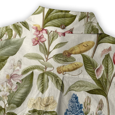 Vintage Botanicals Seamless Patterns Aloha Hawaii Shirt, Botanicals Hawaiian Button Down Shirt - The Palmix