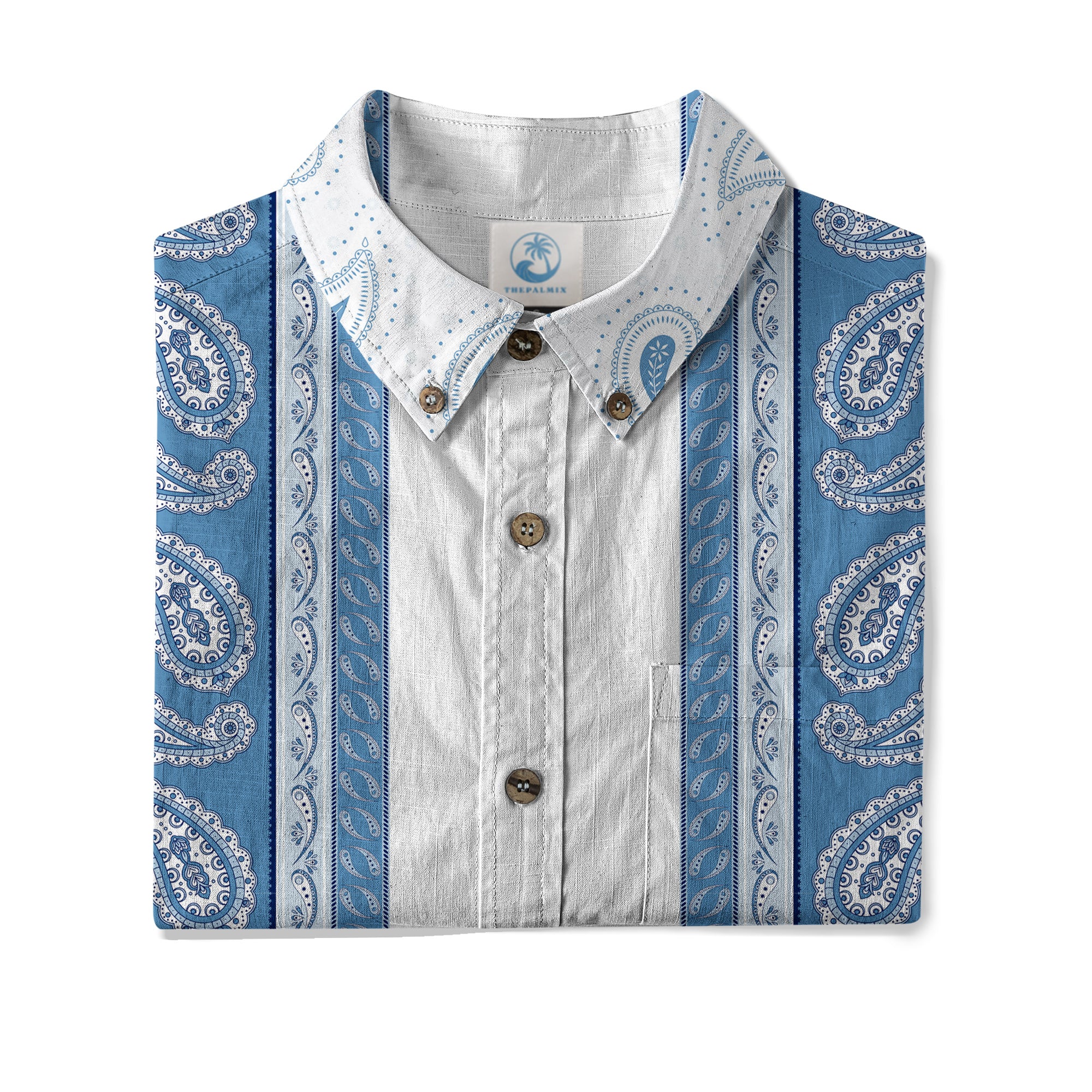 Vintage Striped Floral Short Sleeve Hawaii Shirt, Paisley Pattern Hawaii Shirt