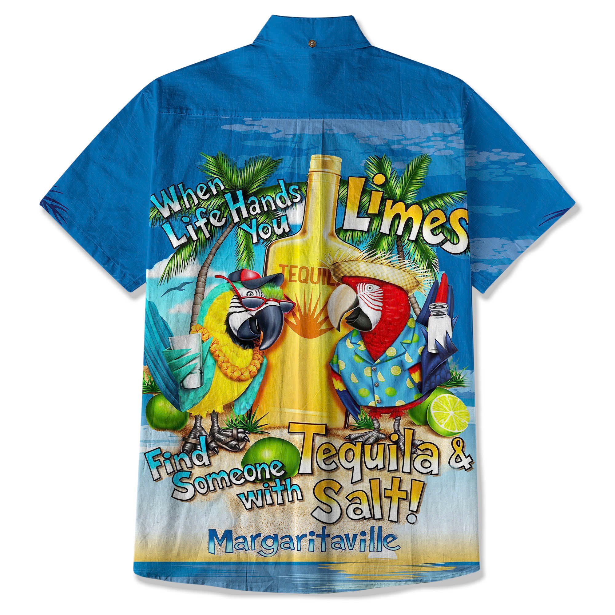 When Life Hands You Limes Parrot Hawaiian Shirt, Tequlia Parrot Hawaiian Shirt