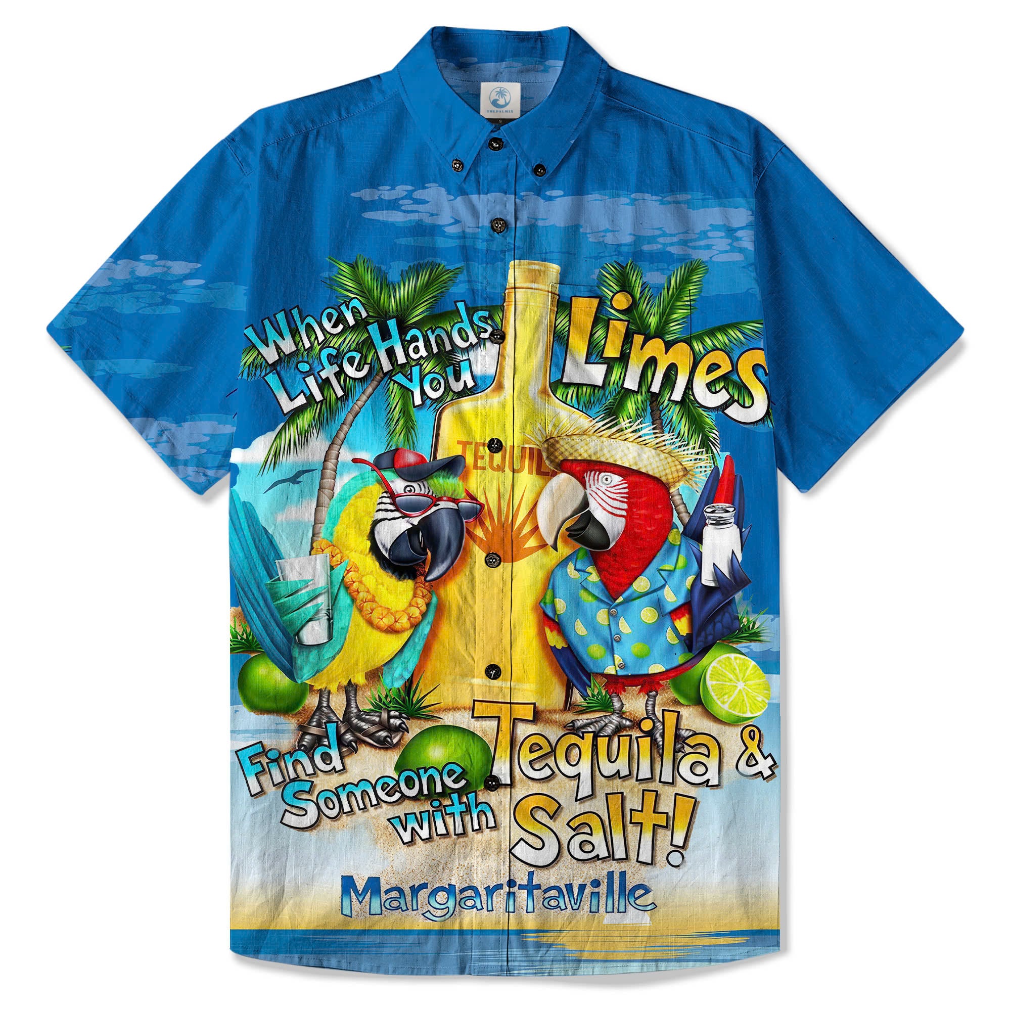 When Life Hands You Limes Parrot Hawaiian Shirt, Tequlia Parrot Hawaiian Shirt